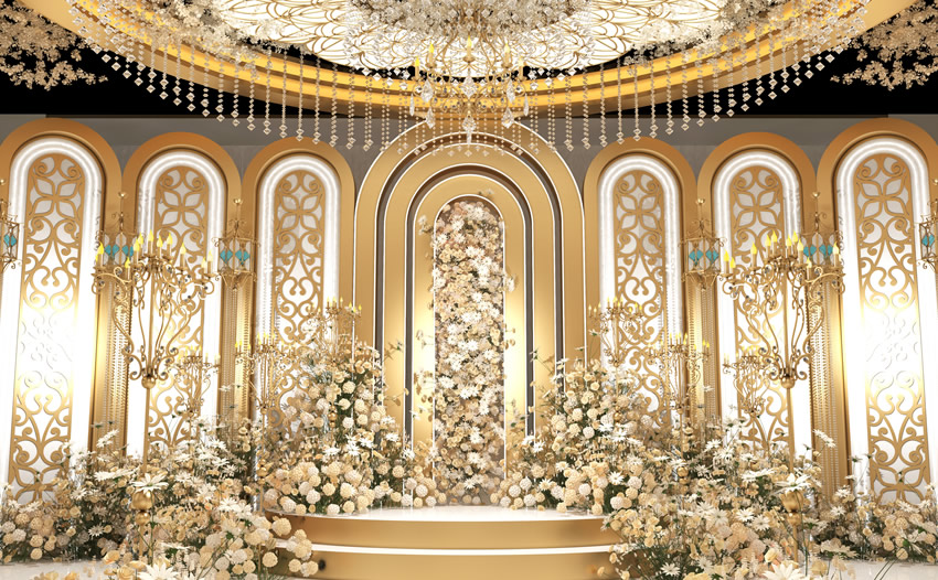 景谷香槟色调婚礼堂效果展示